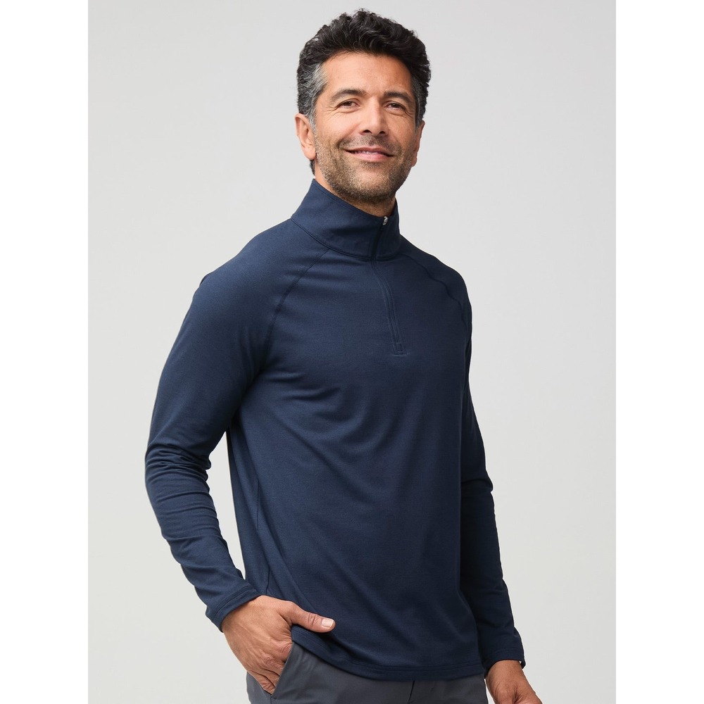 Fresh Clean Treads Mens Tech 1/2 Zip Pullover Navy Blue Long Sleeve Shirt